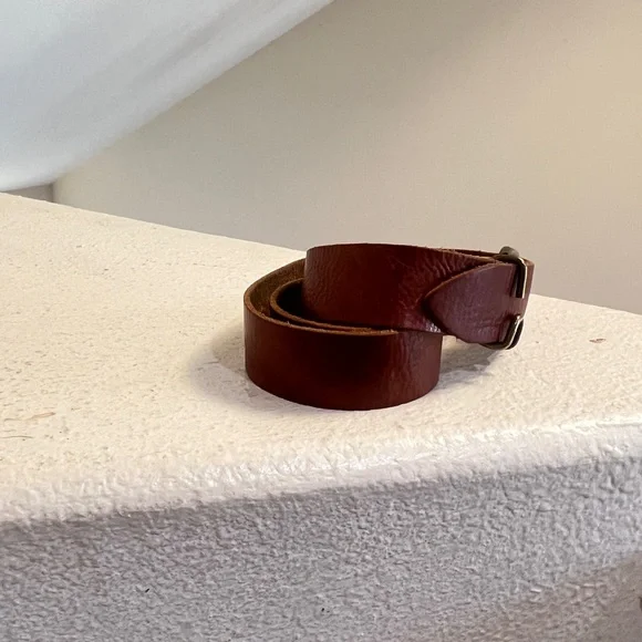 UnisoBDG‎ Chestnut Leather Belt with Brass Buckle western boho medium - Picture 2 of 11